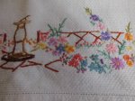画像4: アンティークキッチンクロス　素敵な庭園の刺繍のクロス (4)